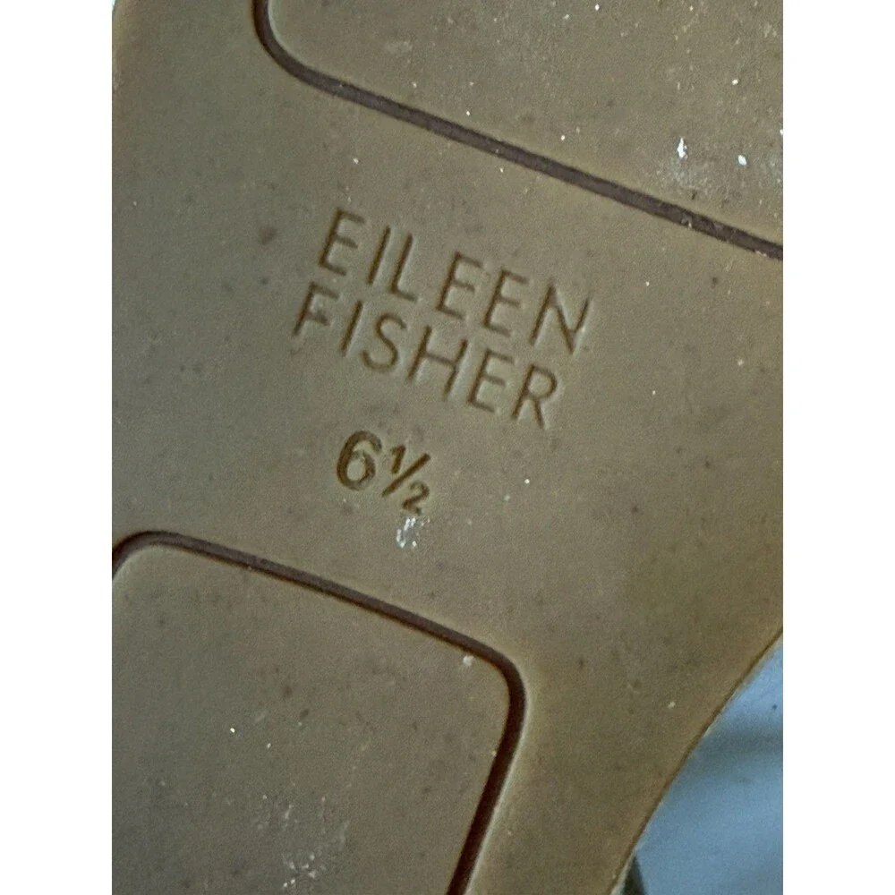 Eileen Fisher Women Tan Leather Espadrille Ankle Strap Flat Sandals Size 6.5